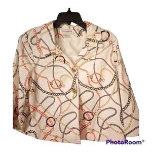 Chain print three quarter length sleeve cropped blazer